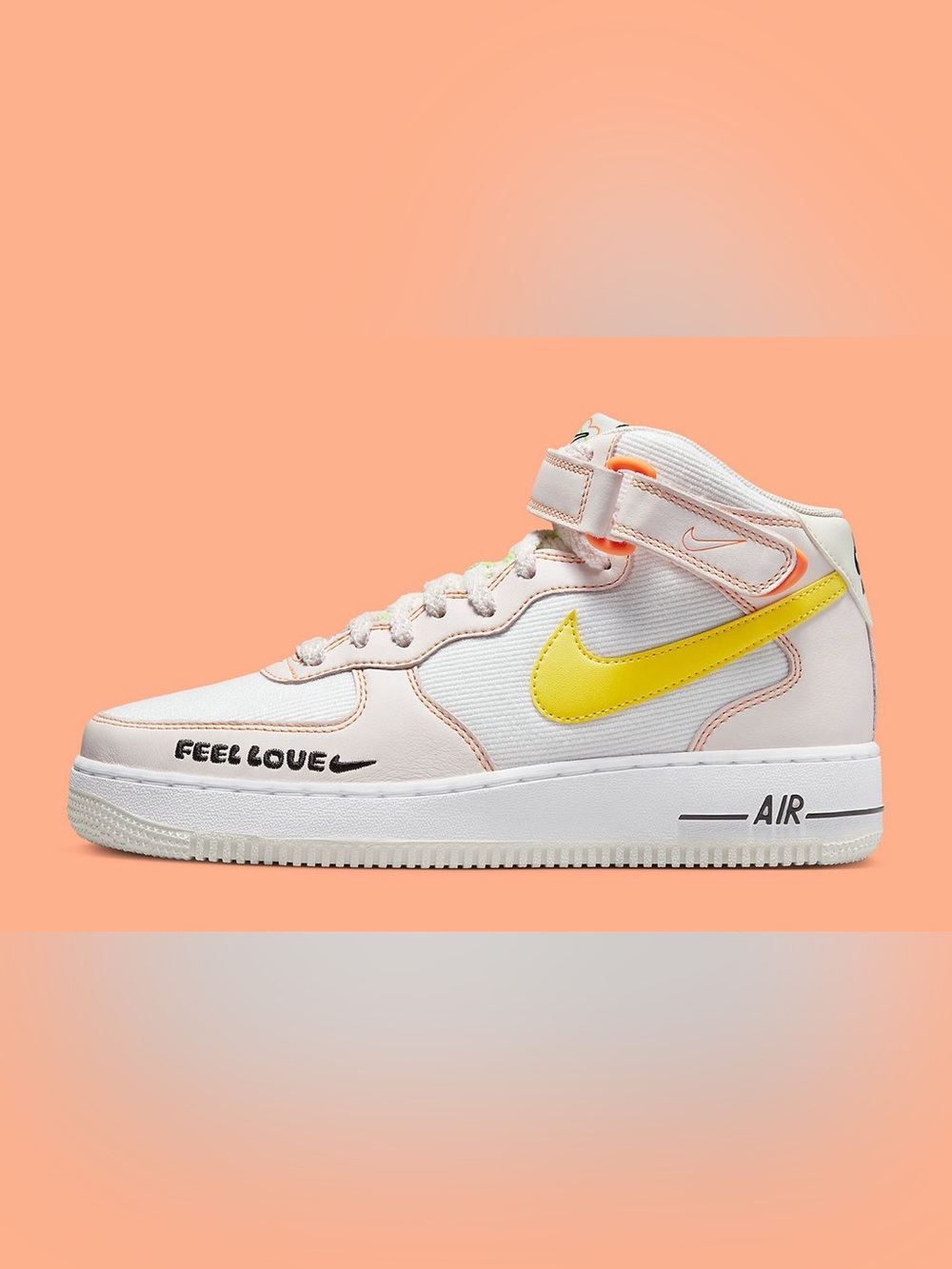 Nike Air Force 1 Love Is In The Air White, Yellow, Pink High-Top Sneaker